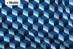 3D Classic Blue Striped Cubes Pattern