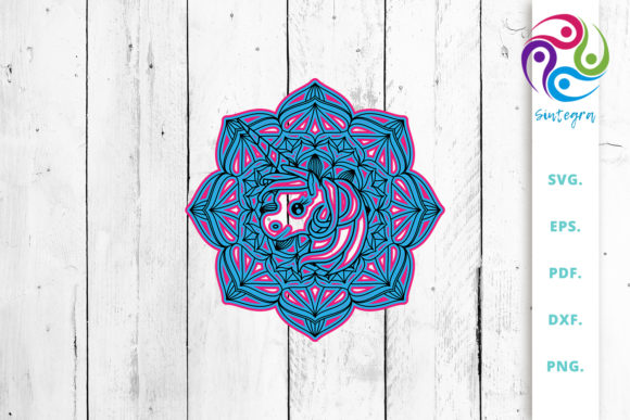 3D Layered Mandala Unicorn