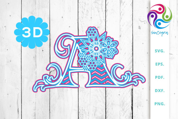 3D Multilayer Floral Chevron Letter A