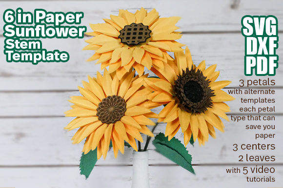 6 Inch Paper Sunflower Stem Template