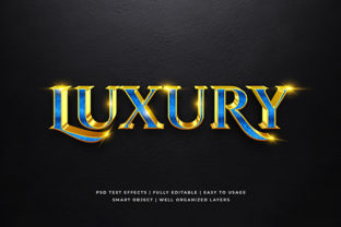 Blue Gold Luxury 3D Text Effect Mockup