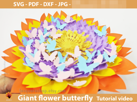 Giant Flower Butterfly Backdrop Template