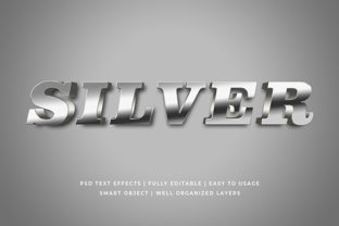 Metallic Silver 3D Text Effect Mockup