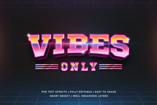 Vibes Only Retro 3D Text Effect Mockup