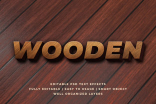 Wooden 3D Text Effect Mockup